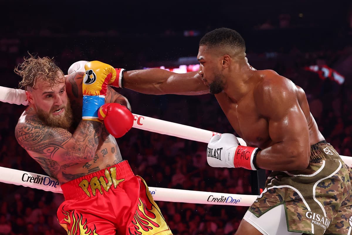 Anthony Joshua throws a punch during his bout against Jake Paul
