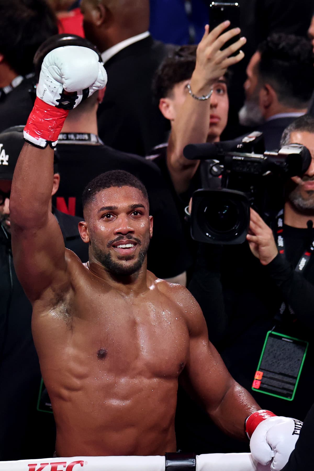Anthony Joshua during his bout against Jake Paul