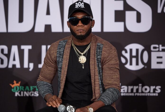 Carlos Adames during a press conference ahead of his boxing bout