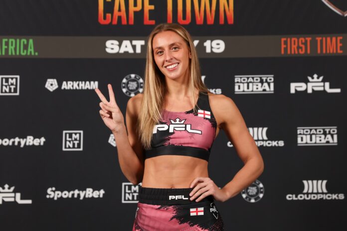 Dakota Ditcheva during the weigh-in ahead of her bout at PFL Cape Town