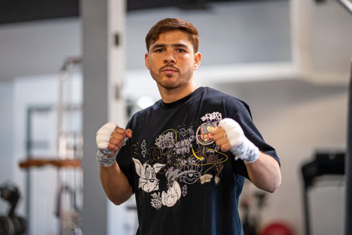 Isaac Lucero during a media workout