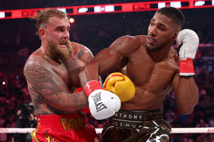 Jake Paul and Anthony Joshua during their boxing bout