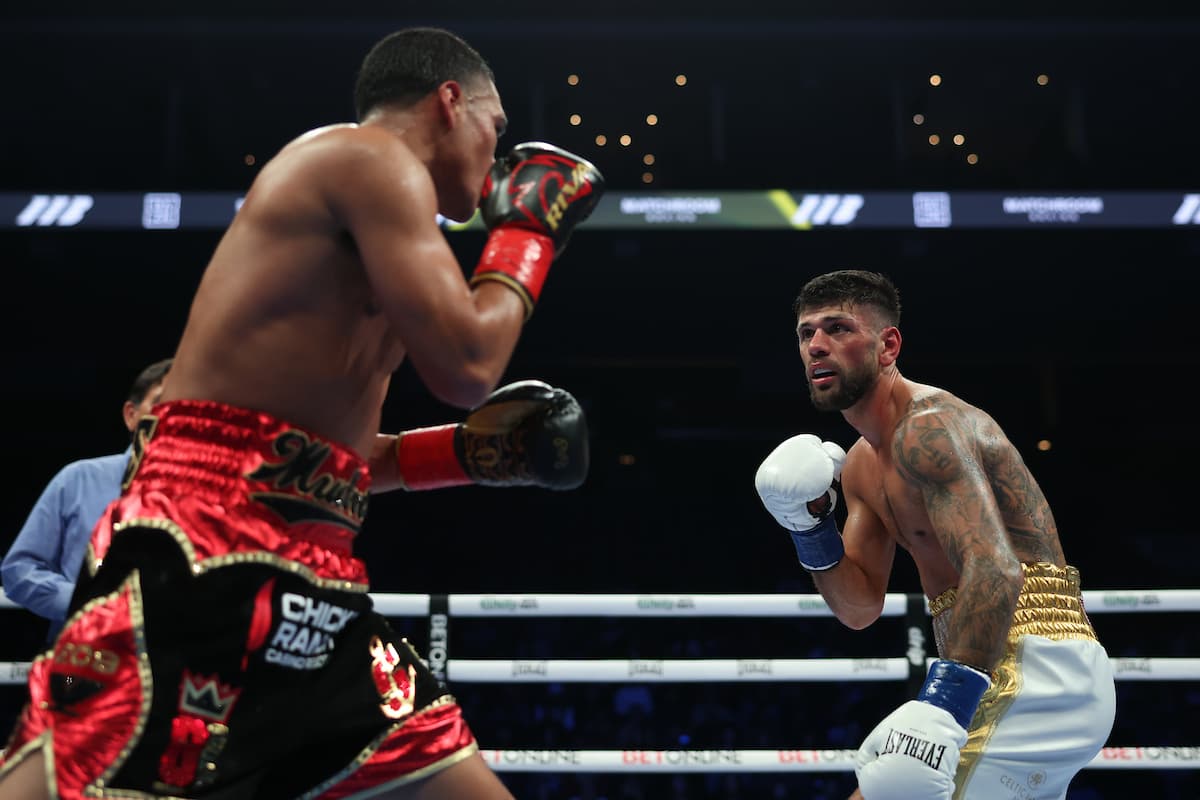 Joe Cordina and Gabriel Flores Jr. during their boxing bout
