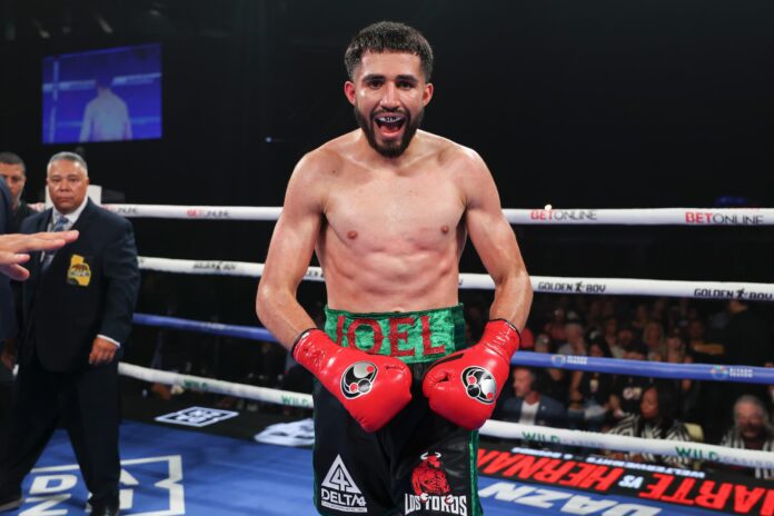 Joel Iriarte after his victory in his boxing bout against Eduardo Hernandez
