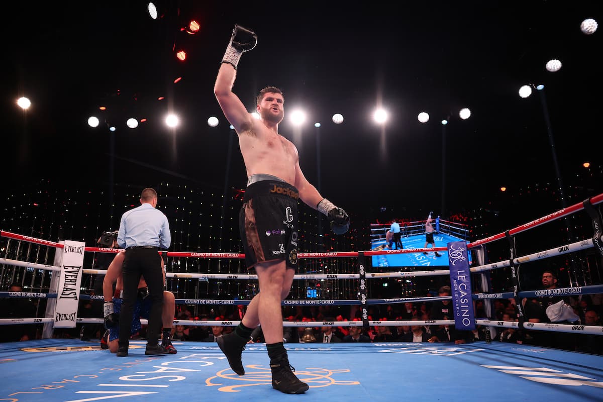 Johnny Fisher knocks down Ivan Balaz during their bout