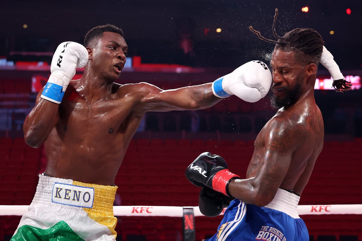Keno Marley throws a jab during his bout against Diarra Davis Jr