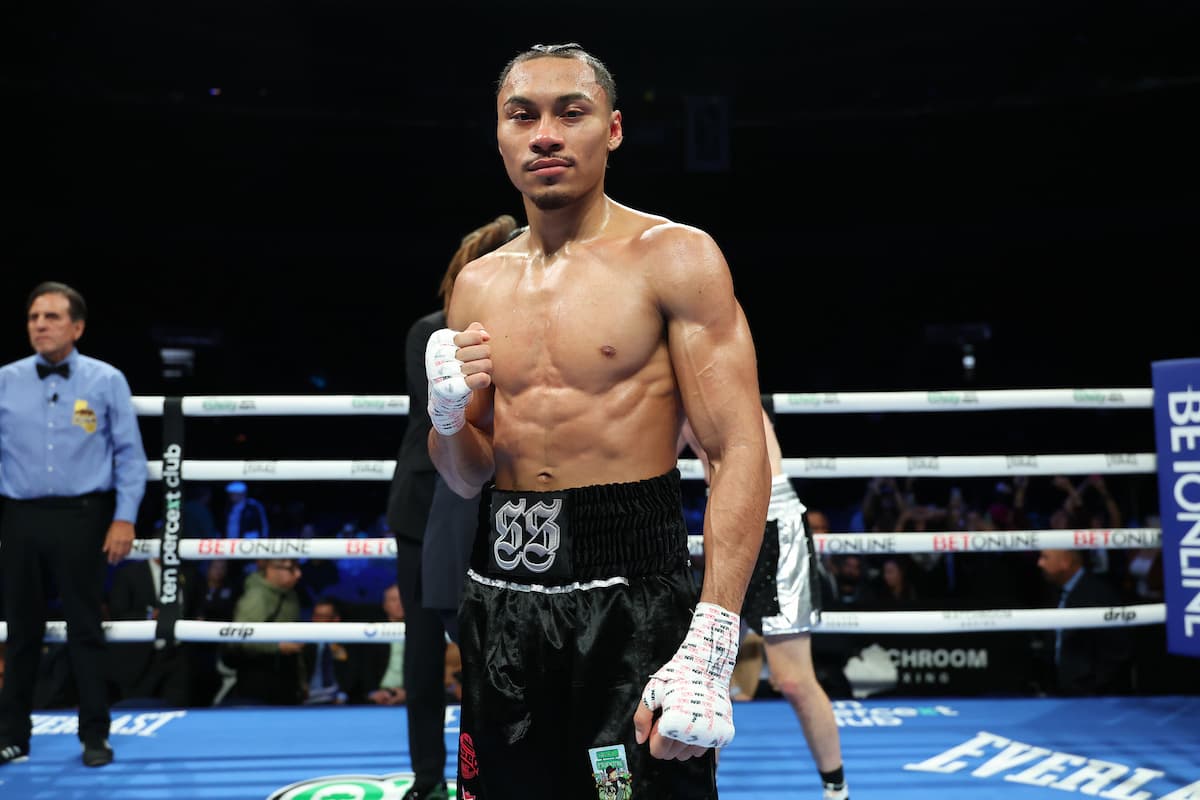 Sachery Sam after his victory over Brandon Medina Guerrero during their boxing bout