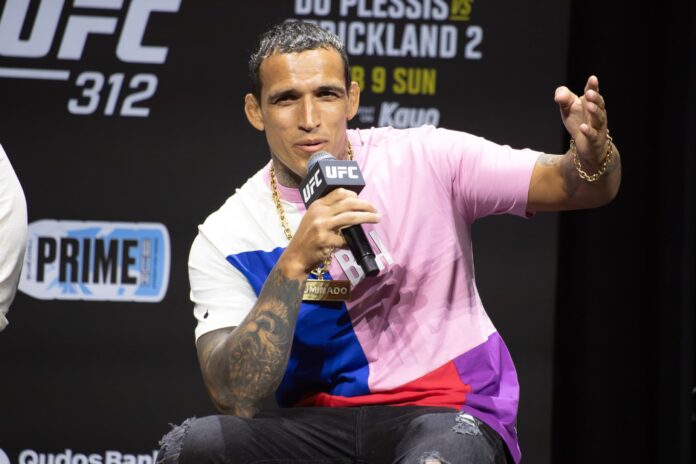 Charles Oliveira speaking during the UFC 312 Q&A
