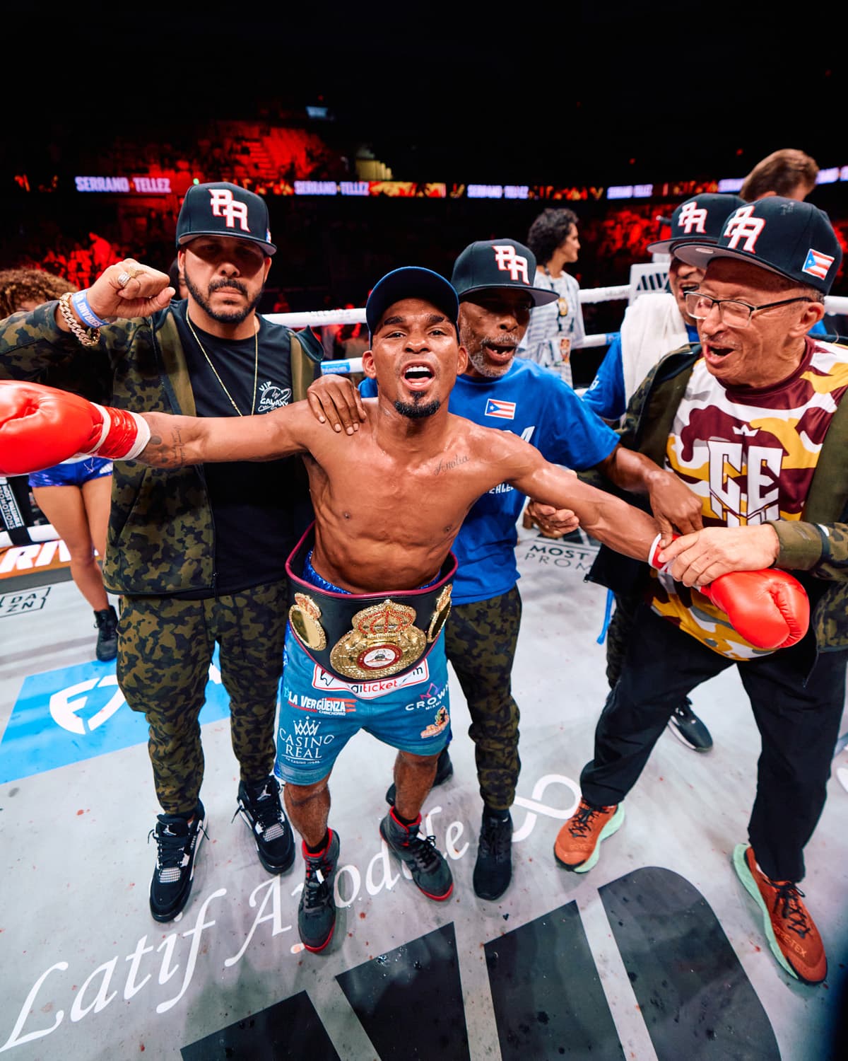 Jonathan Gonzalez celebrates his victory over Yankiel Rivera during their bout