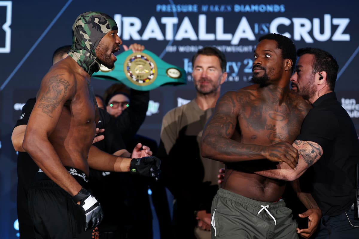 Jesse Hart and Khalil Coe during the weigh-in