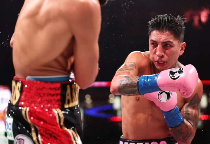 Mario Barrios during his boxing bout against Abel Ramos