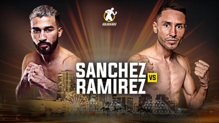 The faces of Jose Tito Sanchez and Jesus Ramirez promoting their boxing bout in Long Beach, California