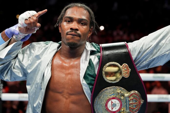 Tahmir Smalls with his championship belt after defeating Jose Roman in Philadelphia