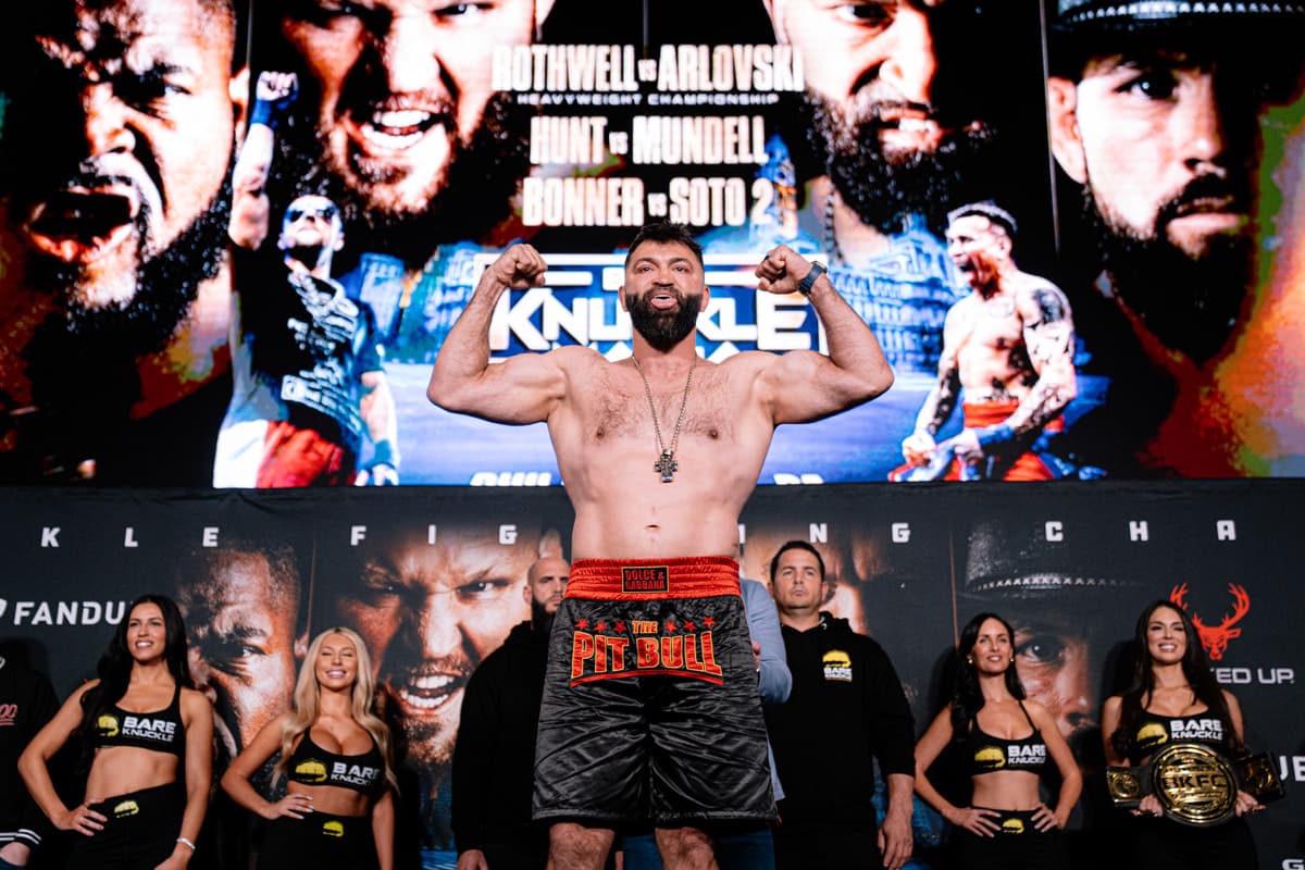 Andrei Arlovski during the BKFC Knucklemania 6 weigh-in