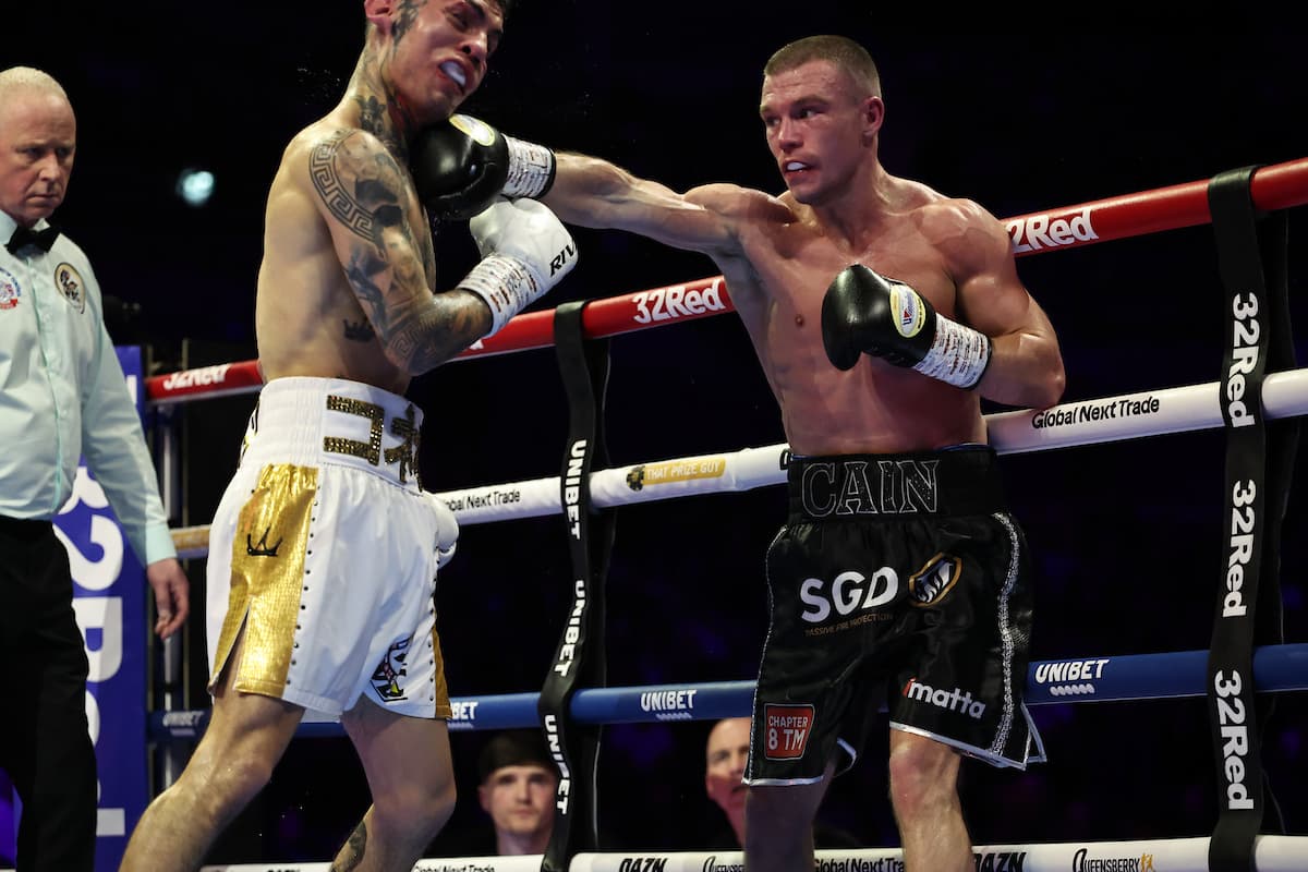 Andrew Cain lands a punch during his bout against Alejandro Jair Gonzalez