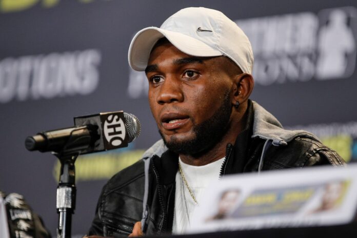 Carlos Adames during a press conference ahead of his boxing match