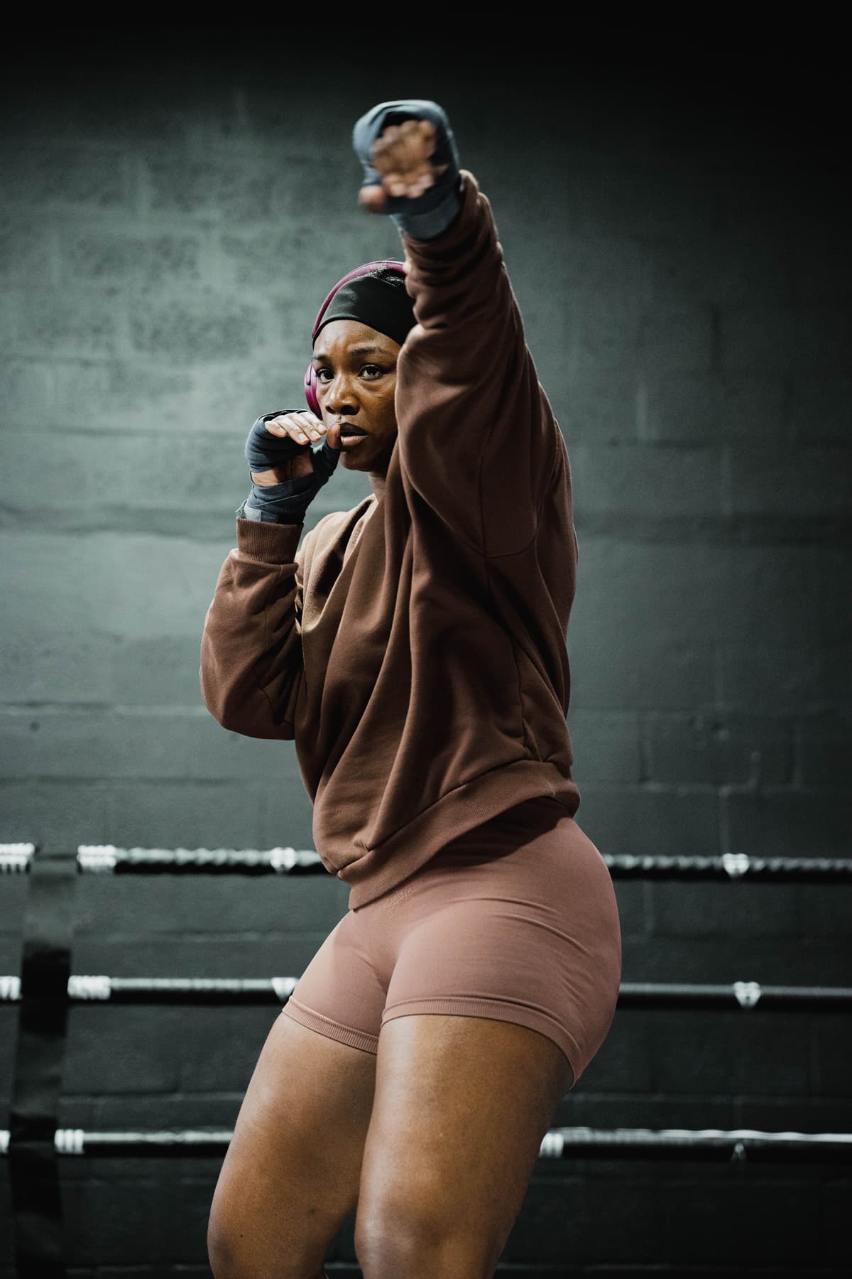 Claressa Shields shadowboxing