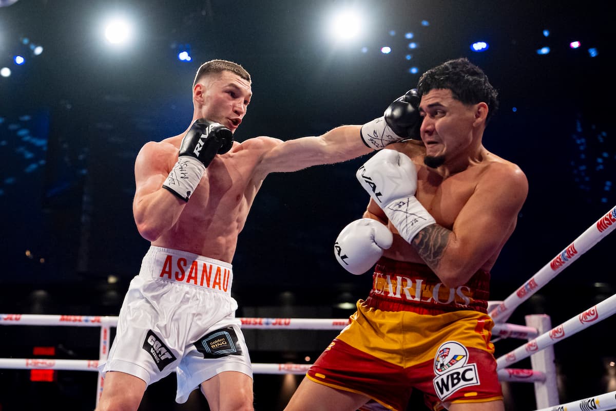 Dzmitry Asanau lands a jab during his bout against Carlos Ramos