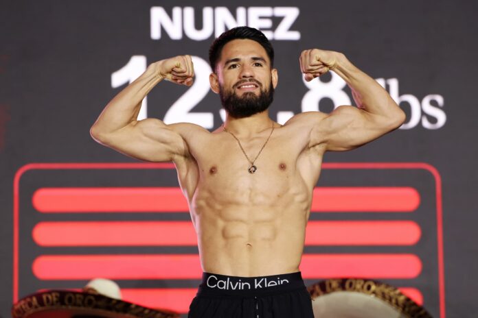 Eduardo 'Sugar' Nunez during the weigh-in ahead of his boxing match against Emanuel Navarrete