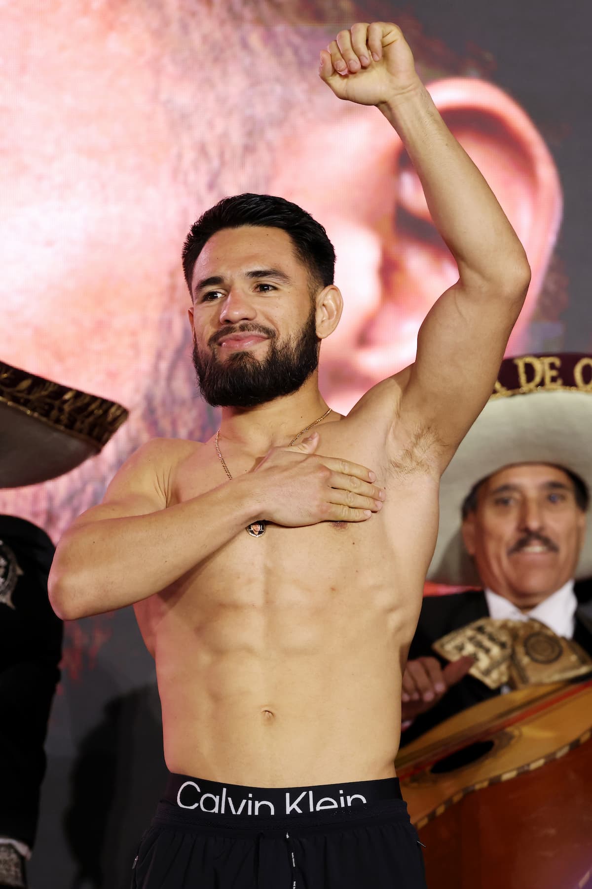 Eduardo Nunez during the weigh-in