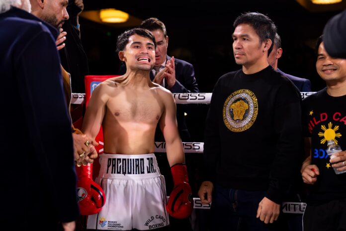 Emmanuel Pacquiao Jr and Manny Pacquiao in the boxing ring