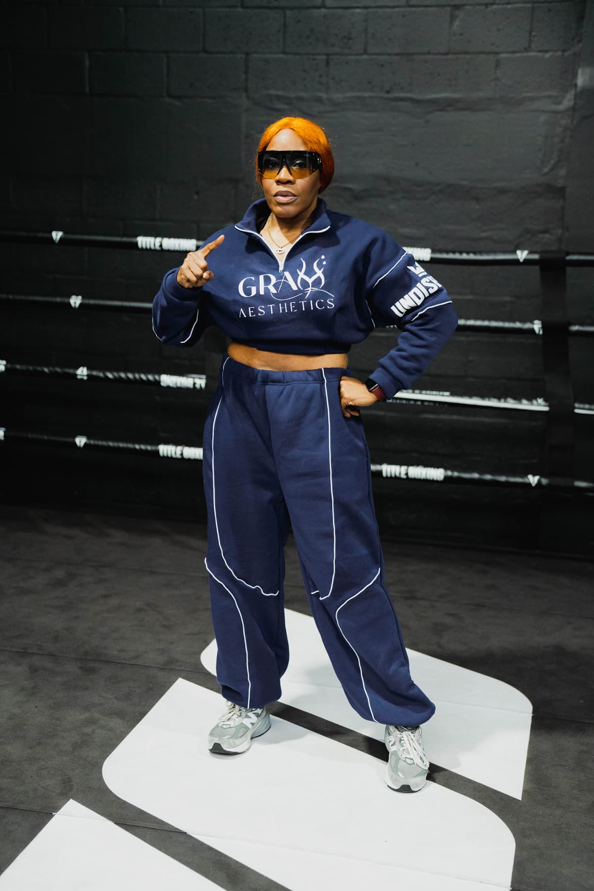 Franchon Crews-Dezurn posing during a media workout