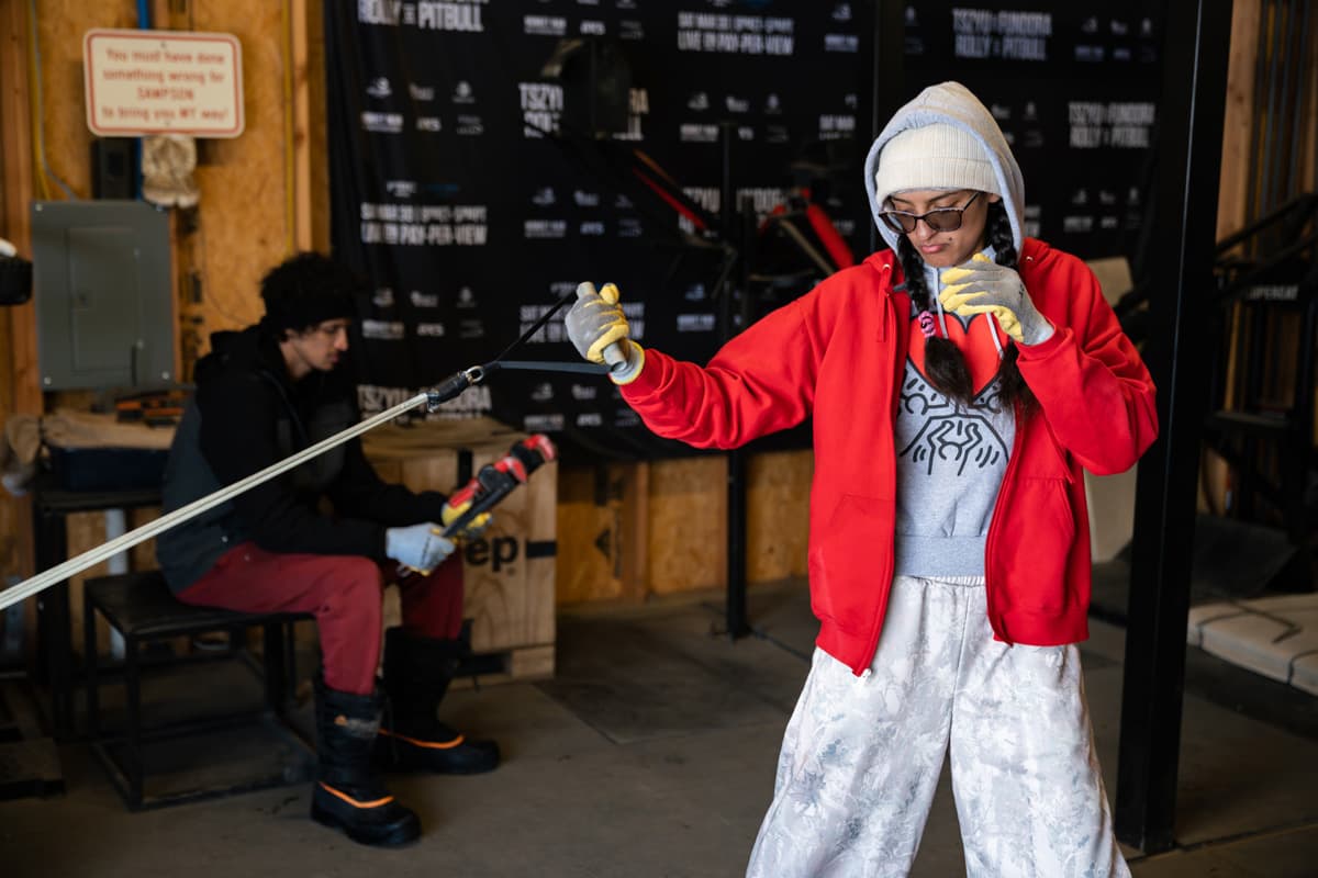 Gabriela Fundora during a boxing training session