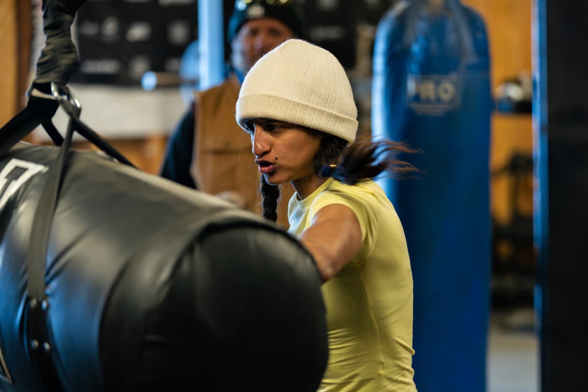 Gabriela Fundora during a boxing training session