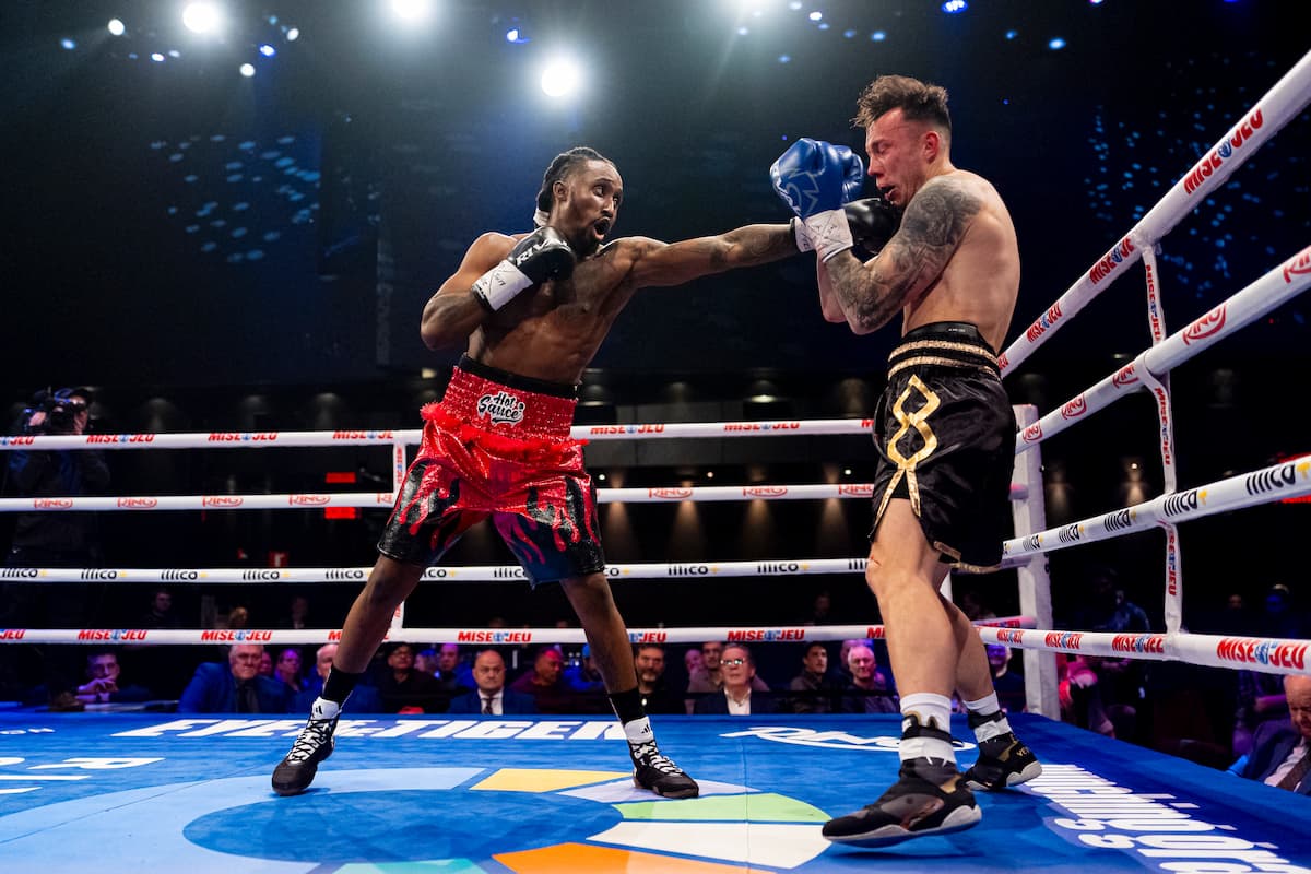 Keven Beausejour lands a jab during his bout against Petr Strnad