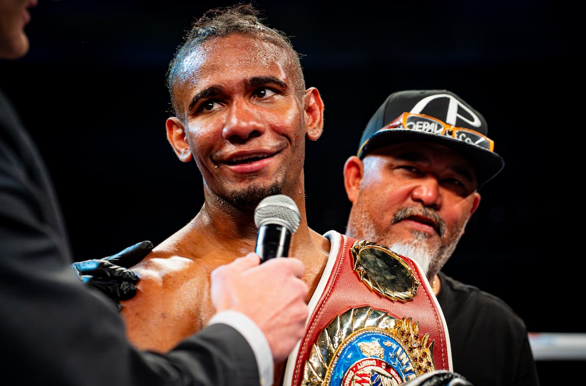 Lorenzo Parra speaking after his victory over Elijah Pierce