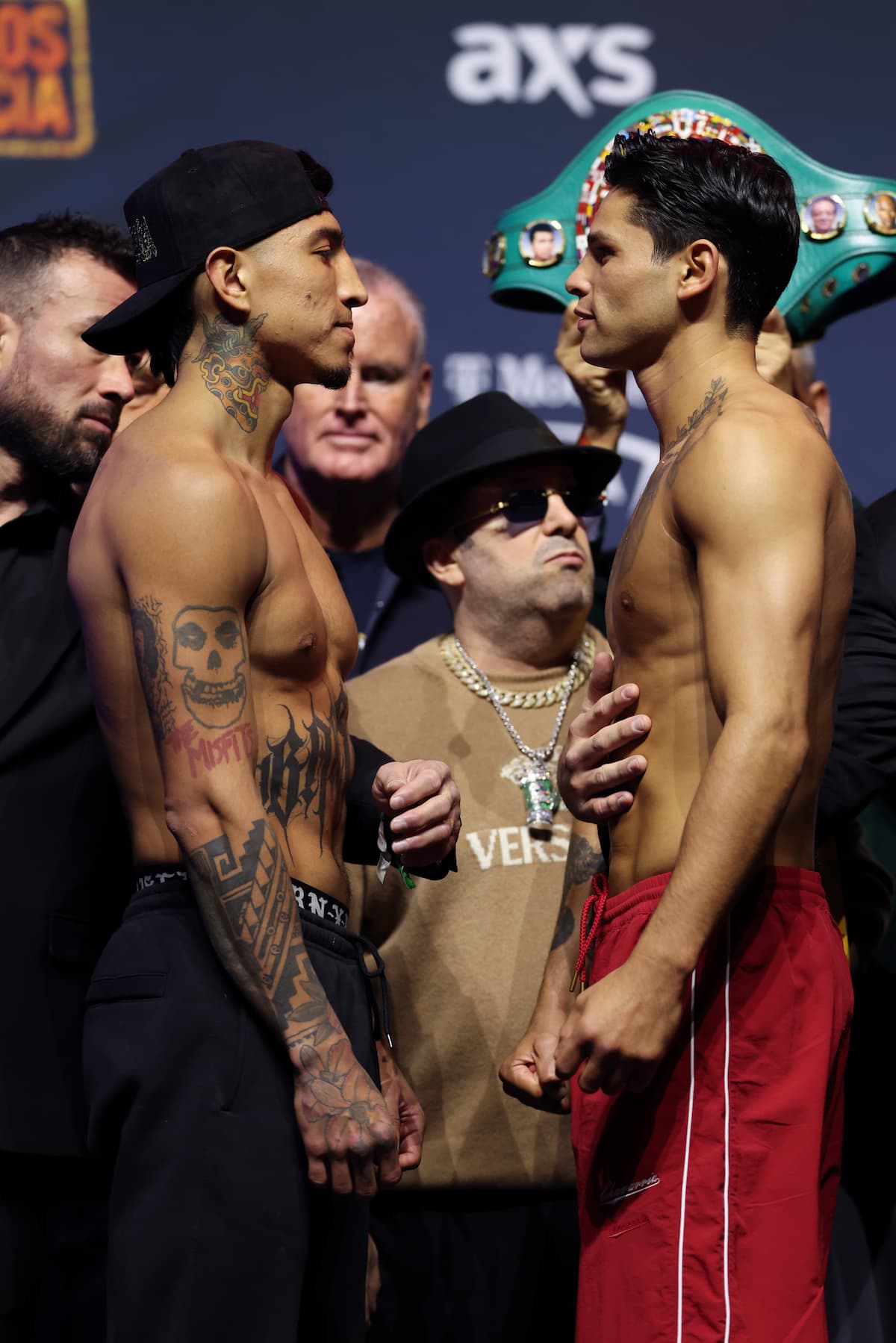 Mario Barrios and Ryan Garcia face off during the weigh-in