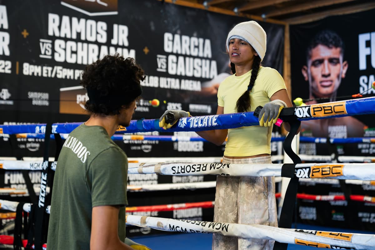 Gabriela Fundora and Sebastian Fundora during a training camp