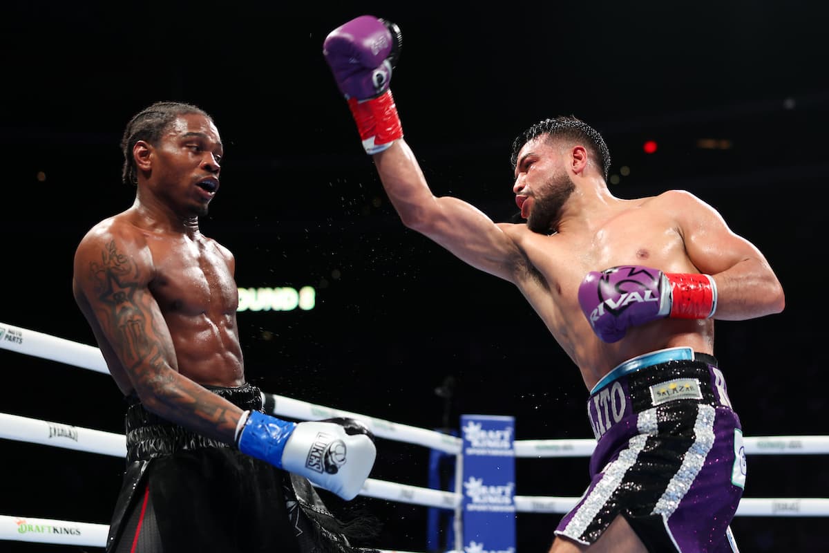 Abel Ramos throws a punch during his bout against Tahmir Smalls