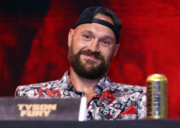 Tyson Fury during a press conference ahead of his boxing match