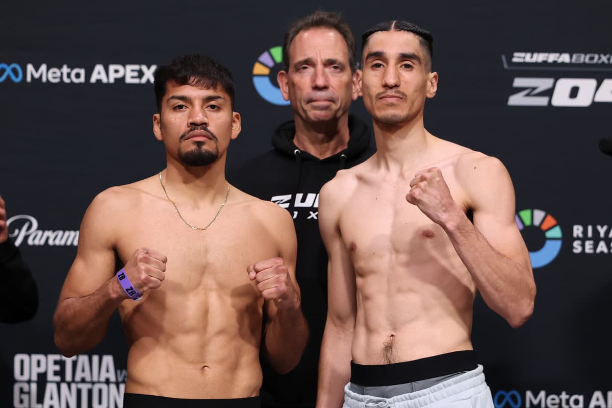 Adan Palma and Pablo Rubio during the Zuffa Boxing 4 weigh-in