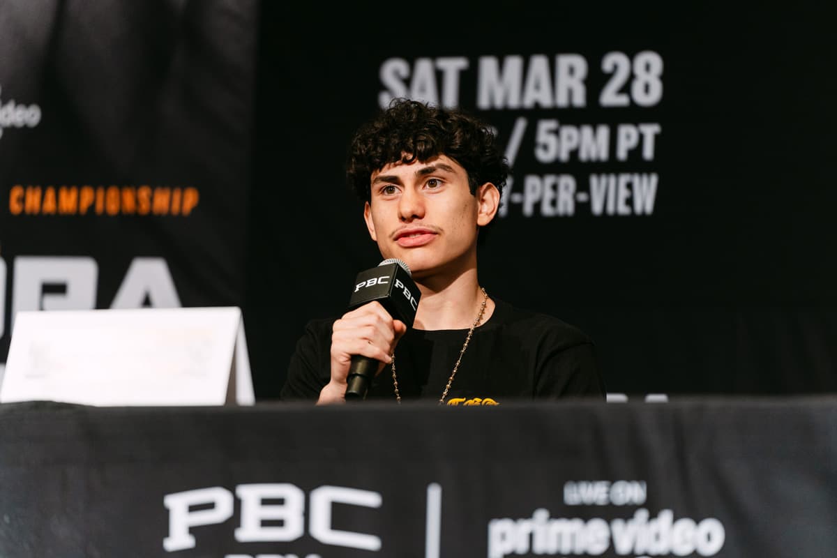 Brayan Gonzalez speaking at the press conference