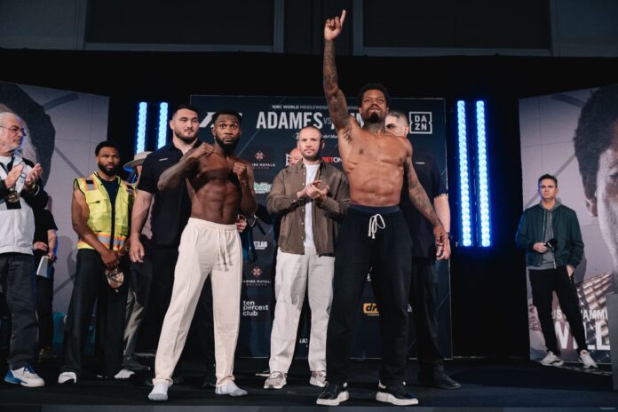 Carlos Adames and Austin Williams during the weigh-in