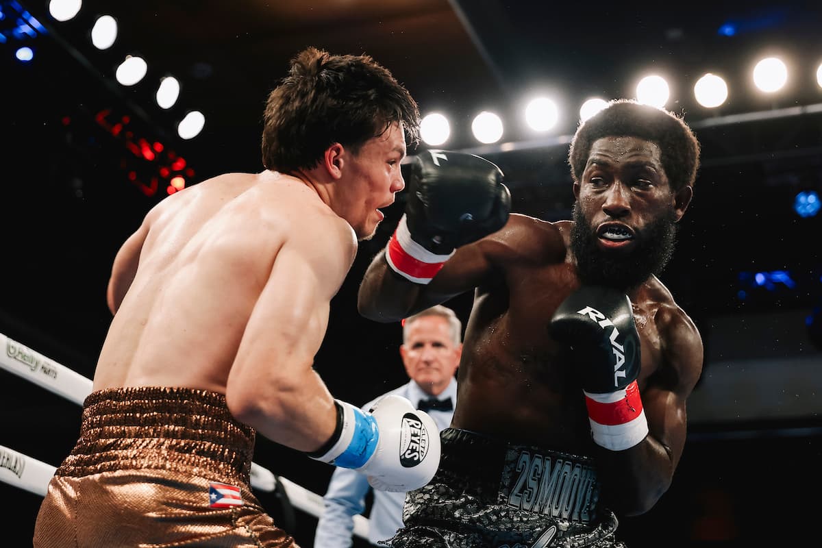 Corey Marksman throws a punch during his bout against Jaycob Gomez