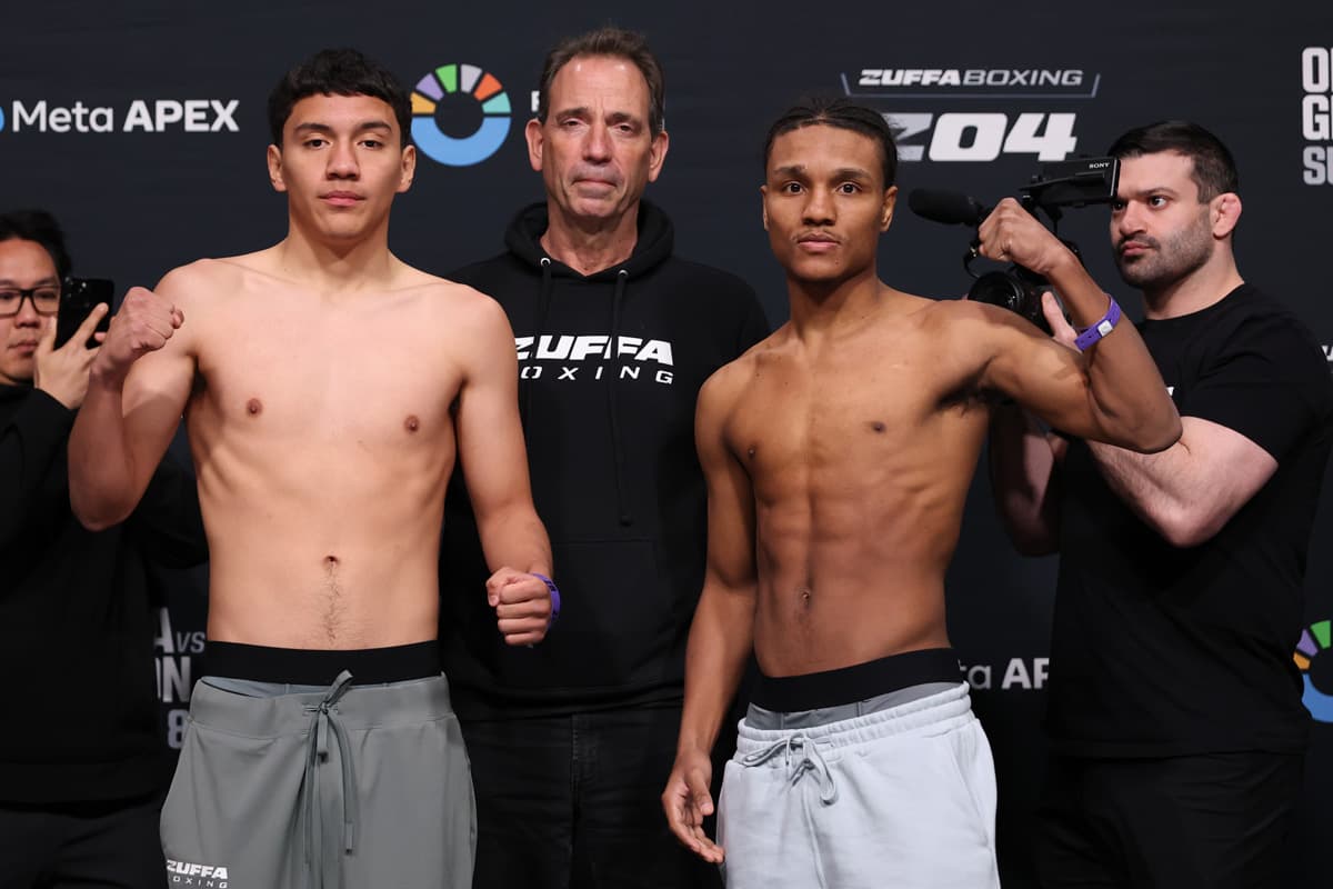 Emiliano Alvarado and Erick Rosado during the Zuffa Boxing 4 weigh-in