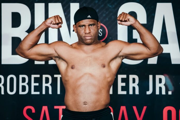 Frank Sanchez at the weigh-in ahead of his boxing match