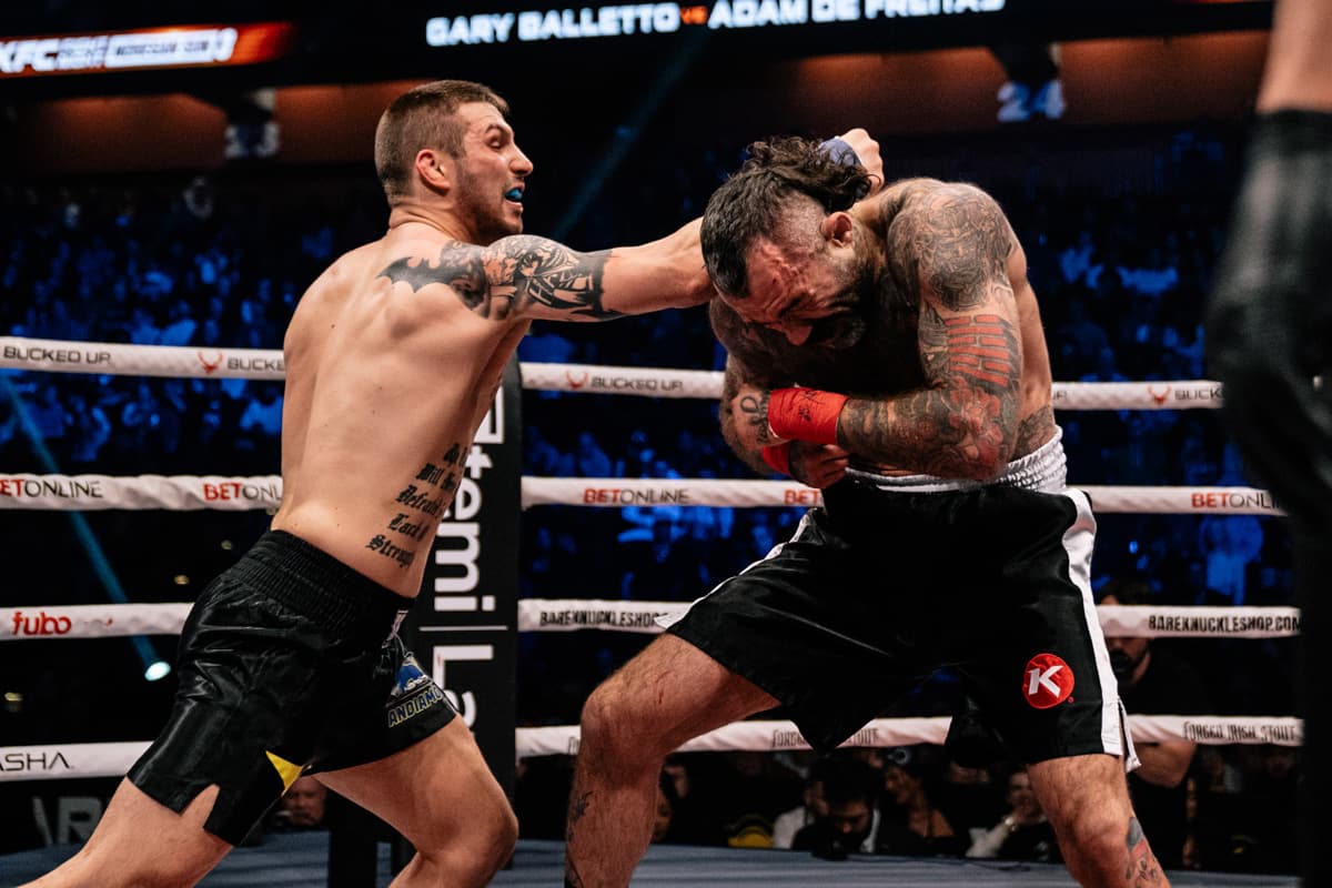 Gary Balletto III throws a punch during his bout against Adam De Freitas