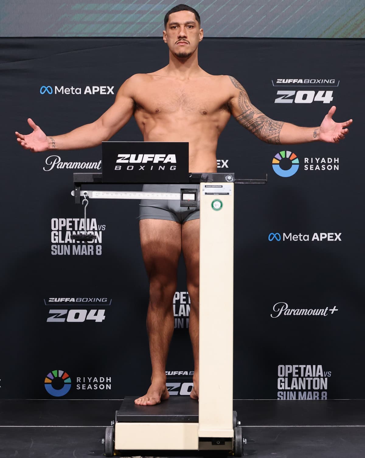 Jai Opetaia during the Zuffa Boxing 4 weigh-in