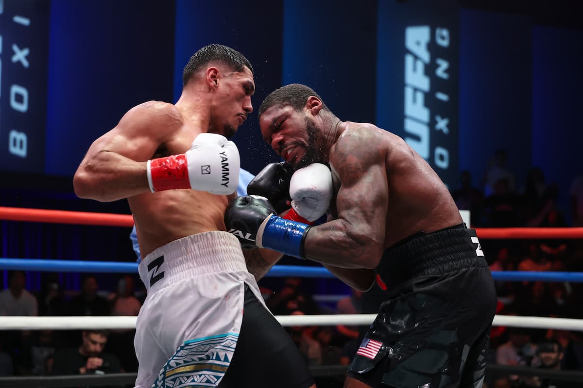 Jai Opetaia lands an uppercut during his bout against Brandon Glanton