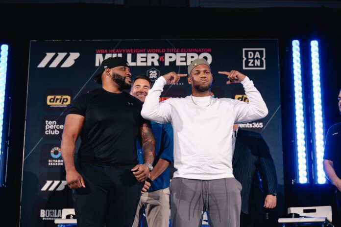 Jarrell Miller and Lenier Pero at the press conference ahead of their boxing match