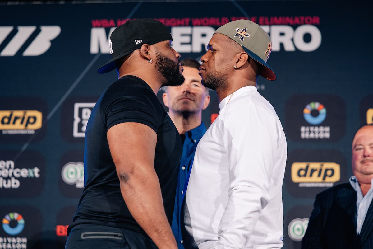 Jarrell Miller and Lenier Pero face off at the press conference