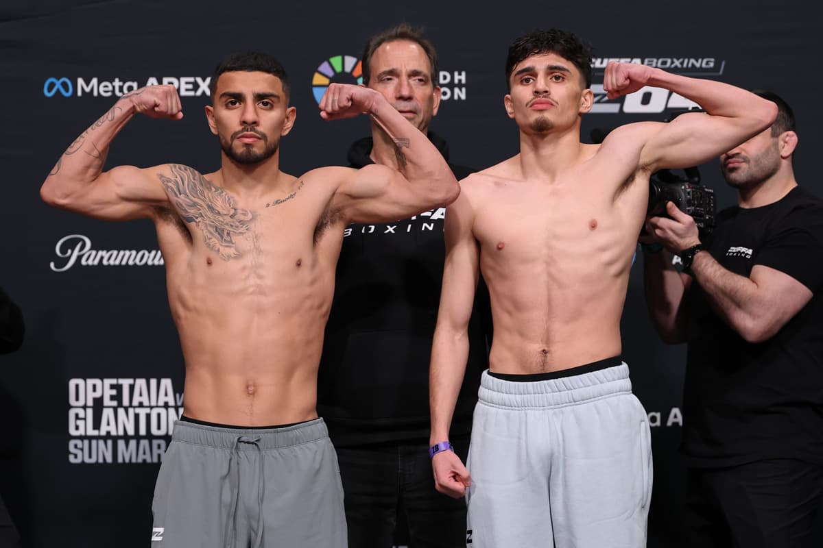 Jaycob Ramos and Ethan Perez during the Zuffa Boxing 4 weigh-in