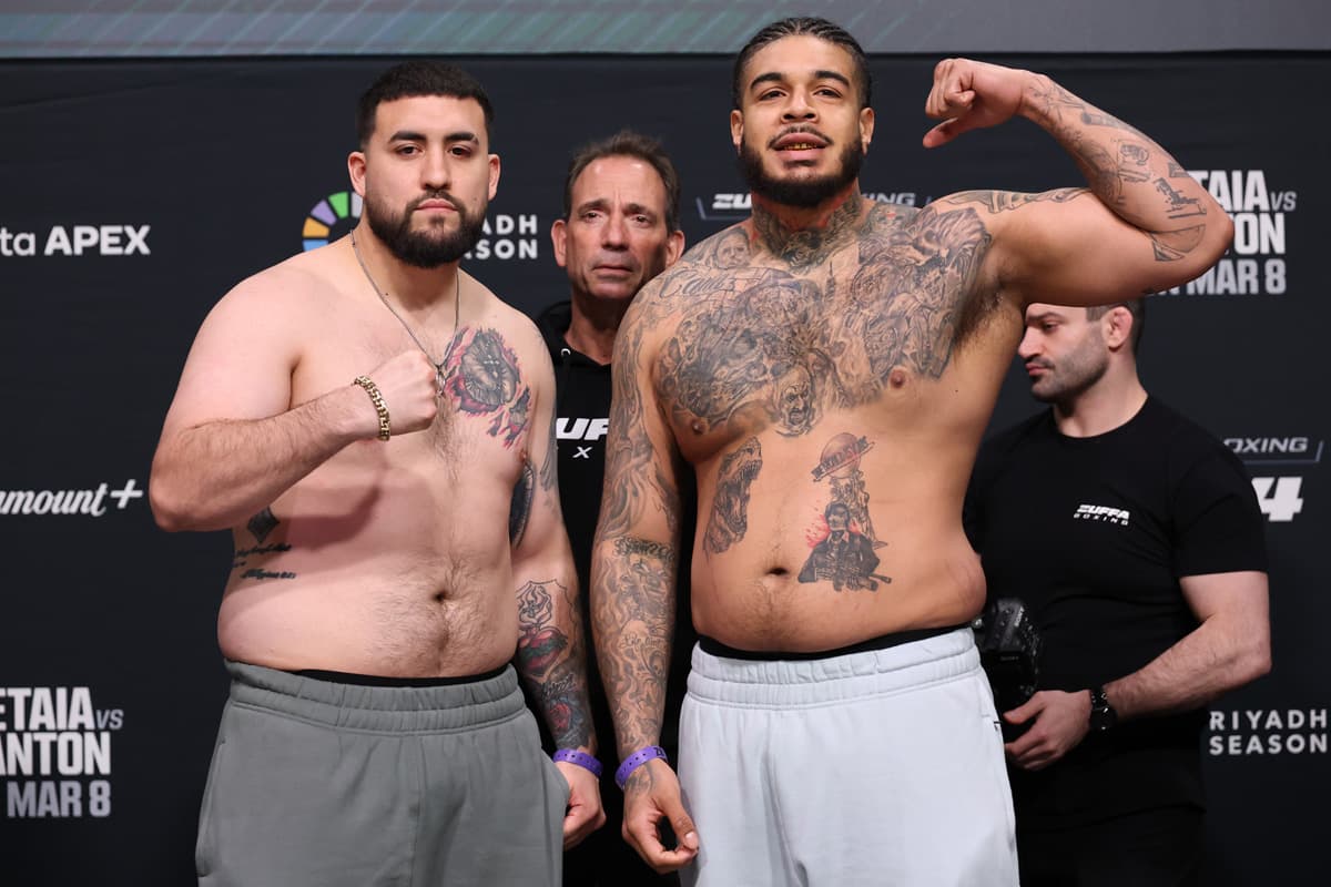 Joshua Juarez and Jardae Anderson during the Zuffa Boxing 4 weigh-in