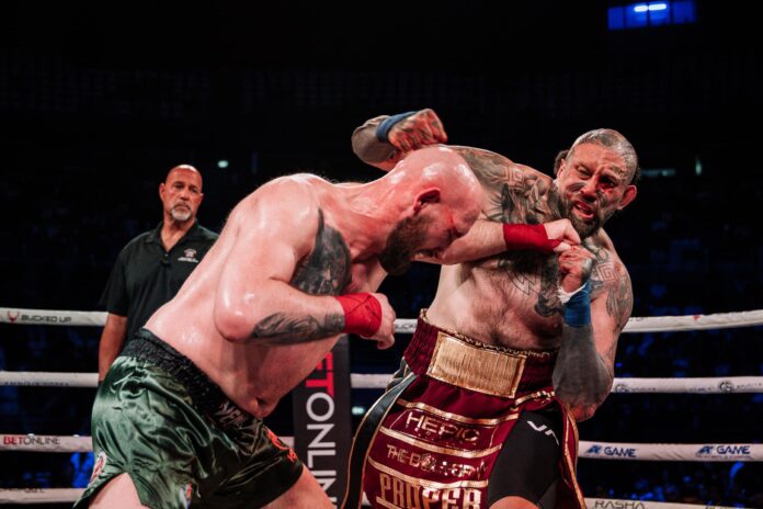 Krzysztof Wisniewski and Haze Hepi during their BKFC match in Rome, Italy