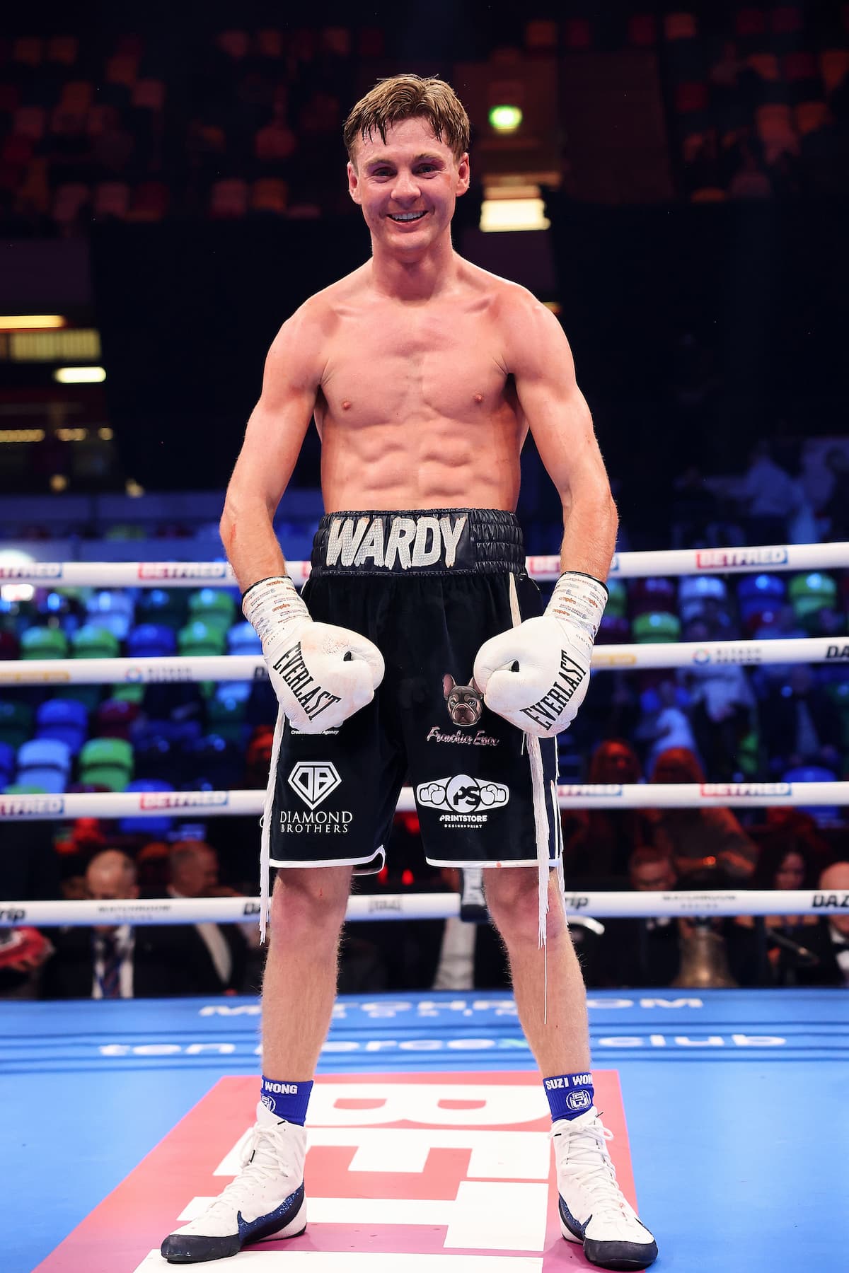 Louie Ward in the ring after his victory over Jahfieus Faure