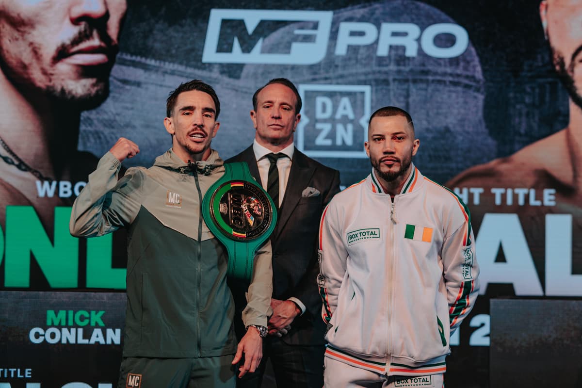 Michael Conlan and Kevin Walsh during the press conference
